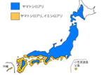 日本のシロアリ分布図